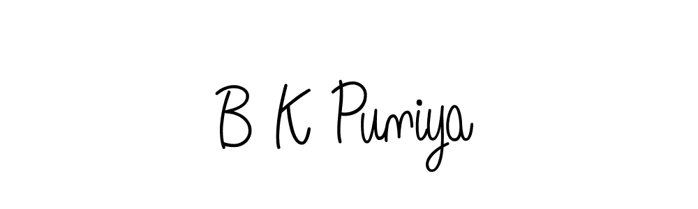 How to make B K Puniya signature? Angelique-Rose-font-FFP is a professional autograph style. Create handwritten signature for B K Puniya name. B K Puniya signature style 5 images and pictures png