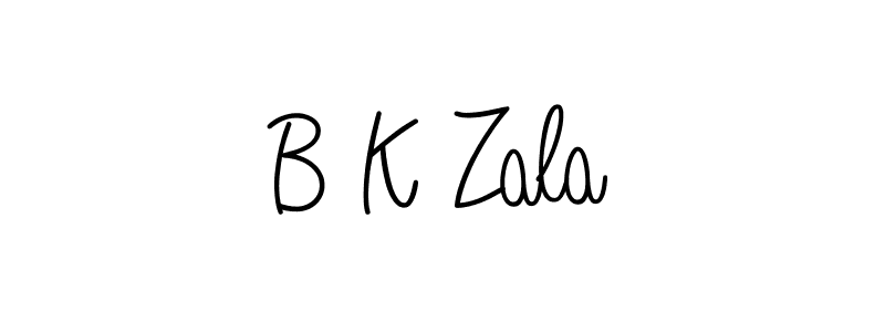 if you are searching for the best signature style for your name B K Zala. so please give up your signature search. here we have designed multiple signature styles  using Angelique-Rose-font-FFP. B K Zala signature style 5 images and pictures png