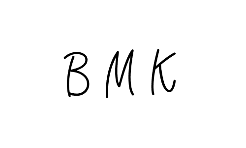The best way (Angelique-Rose-font-FFP) to make a short signature is to pick only two or three words in your name. The name B M K include a total of six letters. For converting this name. B M K signature style 5 images and pictures png
