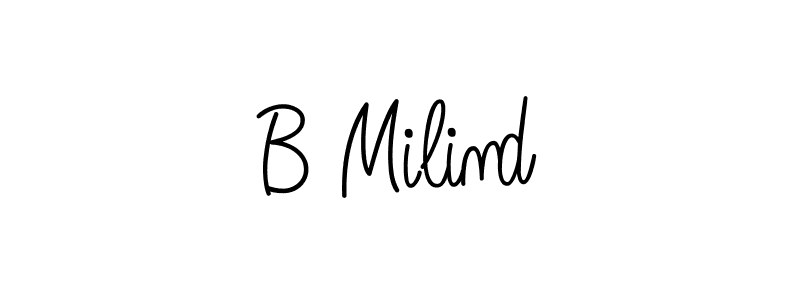 How to make B Milind name signature. Use Angelique-Rose-font-FFP style for creating short signs online. This is the latest handwritten sign. B Milind signature style 5 images and pictures png