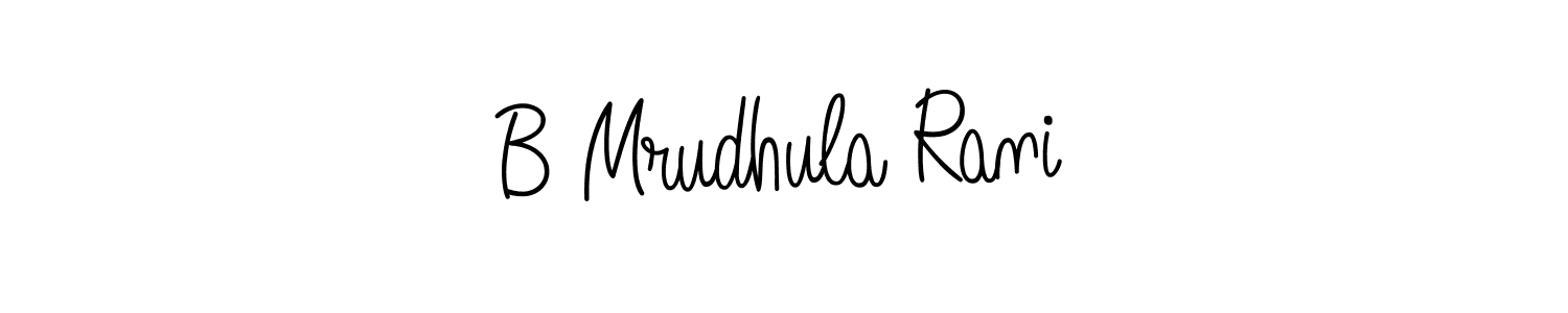 You should practise on your own different ways (Angelique-Rose-font-FFP) to write your name (B Mrudhula Rani) in signature. don't let someone else do it for you. B Mrudhula Rani signature style 5 images and pictures png