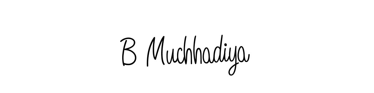 You should practise on your own different ways (Angelique-Rose-font-FFP) to write your name (B Muchhadiya) in signature. don't let someone else do it for you. B Muchhadiya signature style 5 images and pictures png