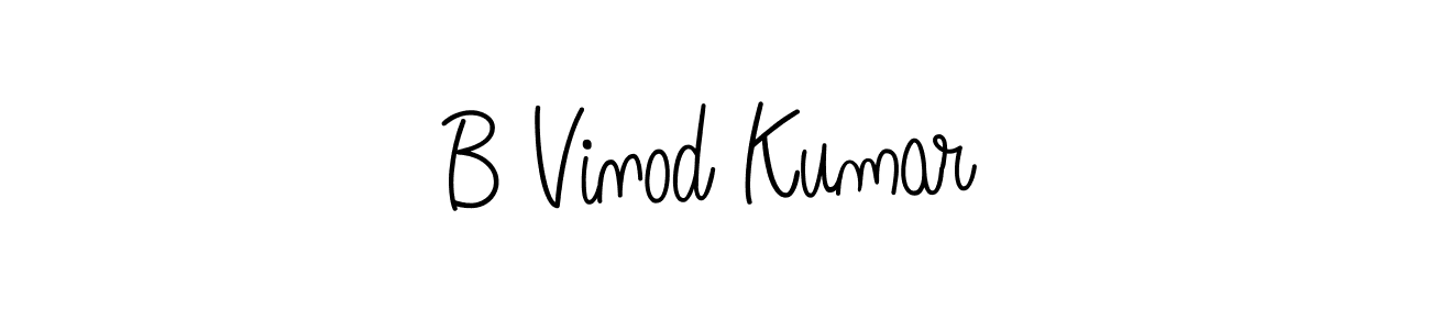 You should practise on your own different ways (Angelique-Rose-font-FFP) to write your name (B Vinod Kumar) in signature. don't let someone else do it for you. B Vinod Kumar signature style 5 images and pictures png
