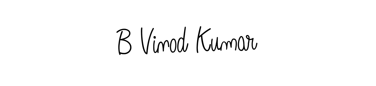 You should practise on your own different ways (Angelique-Rose-font-FFP) to write your name (B Vinod Kumar) in signature. don't let someone else do it for you. B Vinod Kumar signature style 5 images and pictures png