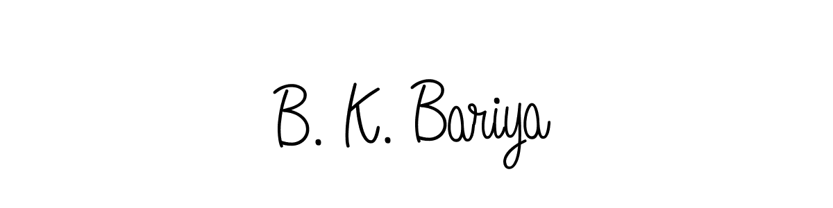 Use a signature maker to create a handwritten signature online. With this signature software, you can design (Angelique-Rose-font-FFP) your own signature for name B. K. Bariya. B. K. Bariya signature style 5 images and pictures png