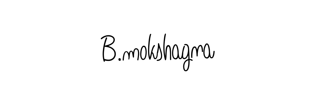 The best way (Angelique-Rose-font-FFP) to make a short signature is to pick only two or three words in your name. The name B.mokshagna include a total of six letters. For converting this name. B.mokshagna signature style 5 images and pictures png