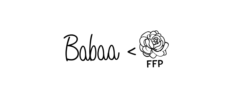 How to Draw Babaa <3 signature style? Angelique-Rose-font-FFP is a latest design signature styles for name Babaa <3. Babaa <3 signature style 5 images and pictures png