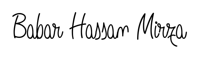 Create your official email sign-off with Babar Hassan Mirza name in Angelique-Rose-font-FFP style. Crisp, clean, and perfectly legible across all screens. Babar Hassan Mirza signature style 5 images and pictures png