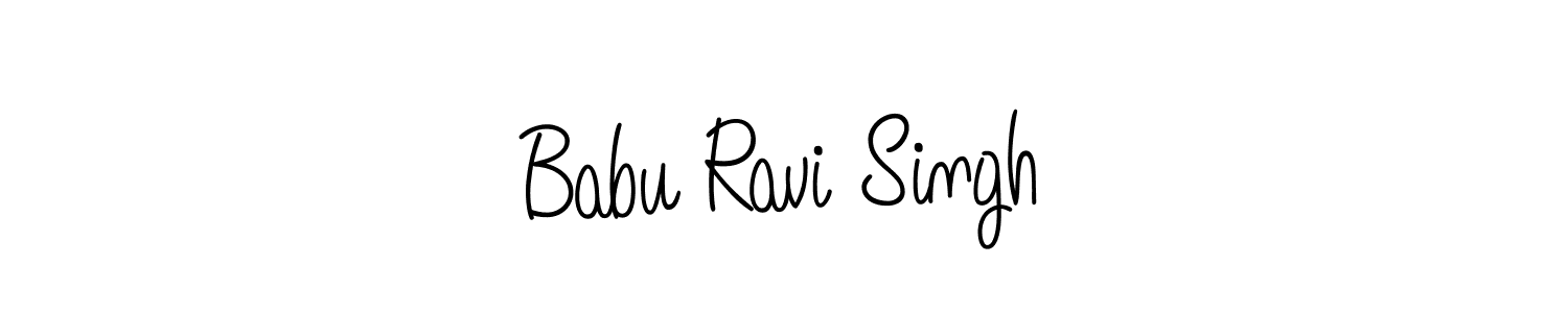 The best way (Angelique-Rose-font-FFP) to make a short signature is to pick only two or three words in your name. The name Babu Ravi Singh include a total of six letters. For converting this name. Babu Ravi Singh signature style 5 images and pictures png