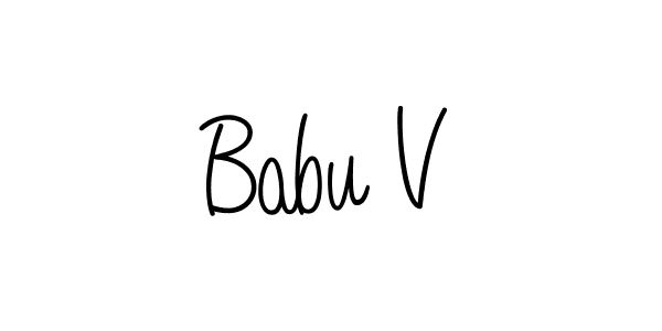 The best way (Angelique-Rose-font-FFP) to make a short signature is to pick only two or three words in your name. The name Babu V include a total of six letters. For converting this name. Babu V signature style 5 images and pictures png