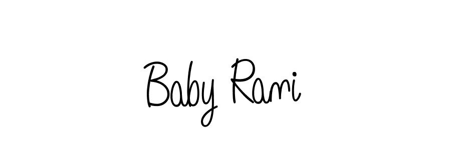 Make a beautiful signature design for name Baby Rani. With this signature (Angelique-Rose-font-FFP) style, you can create a handwritten signature for free. Baby Rani signature style 5 images and pictures png