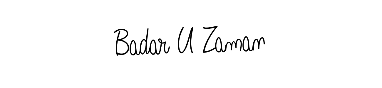 You should practise on your own different ways (Angelique-Rose-font-FFP) to write your name (Badar U Zaman) in signature. don't let someone else do it for you. Badar U Zaman signature style 5 images and pictures png