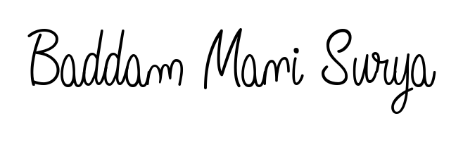 Create your official email sign-off with Baddam Mani Surya name in Angelique-Rose-font-FFP style. Crisp, clean, and perfectly legible across all screens. Baddam Mani Surya signature style 5 images and pictures png