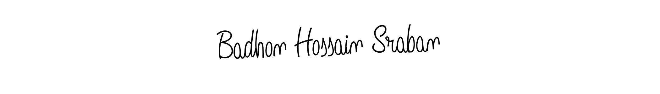 You should practise on your own different ways (Angelique-Rose-font-FFP) to write your name (Badhon Hossain Sraban) in signature. don't let someone else do it for you. Badhon Hossain Sraban signature style 5 images and pictures png