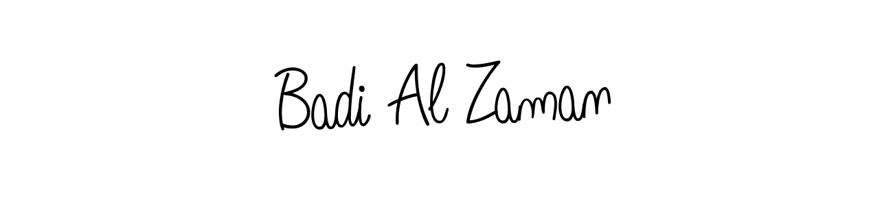Make a beautiful signature design for name Badi Al Zaman. With this signature (Angelique-Rose-font-FFP) style, you can create a handwritten signature for free. Badi Al Zaman signature style 5 images and pictures png