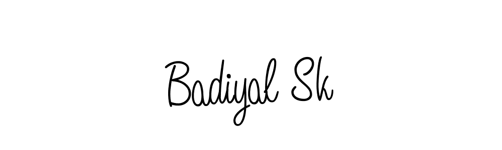 You should practise on your own different ways (Angelique-Rose-font-FFP) to write your name (Badiyal Sk) in signature. don't let someone else do it for you. Badiyal Sk signature style 5 images and pictures png