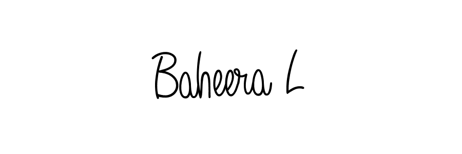 Use a signature maker to create a handwritten signature online. With this signature software, you can design (Angelique-Rose-font-FFP) your own signature for name Baheera L. Baheera L signature style 5 images and pictures png