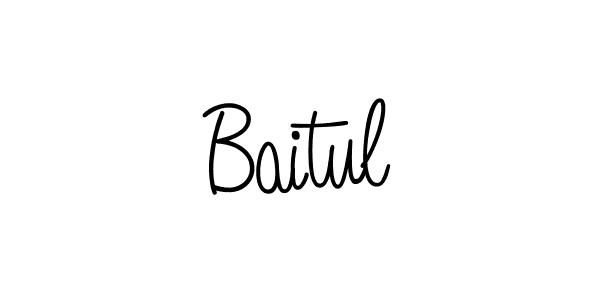 Design your own signature with our free online signature maker. With this signature software, you can create a handwritten (Angelique-Rose-font-FFP) signature for name Baitul. Baitul signature style 5 images and pictures png
