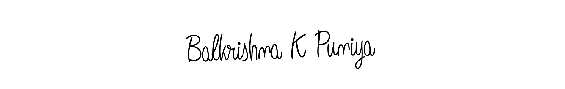 Use a signature maker to create a handwritten signature online. With this signature software, you can design (Angelique-Rose-font-FFP) your own signature for name Balkrishna K Puniya. Balkrishna K Puniya signature style 5 images and pictures png