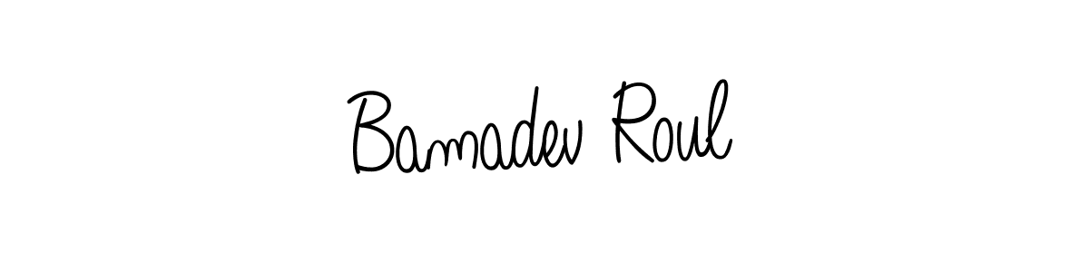 if you are searching for the best signature style for your name Bamadev Roul. so please give up your signature search. here we have designed multiple signature styles  using Angelique-Rose-font-FFP. Bamadev Roul signature style 5 images and pictures png