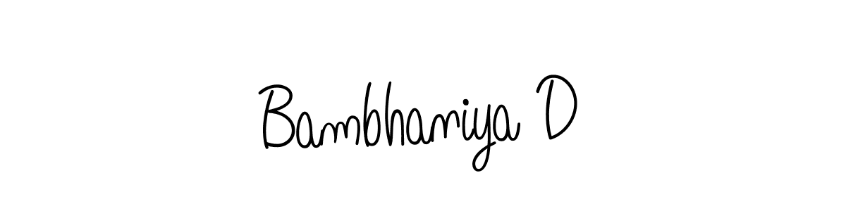 if you are searching for the best signature style for your name Bambhaniya D. so please give up your signature search. here we have designed multiple signature styles  using Angelique-Rose-font-FFP. Bambhaniya D signature style 5 images and pictures png