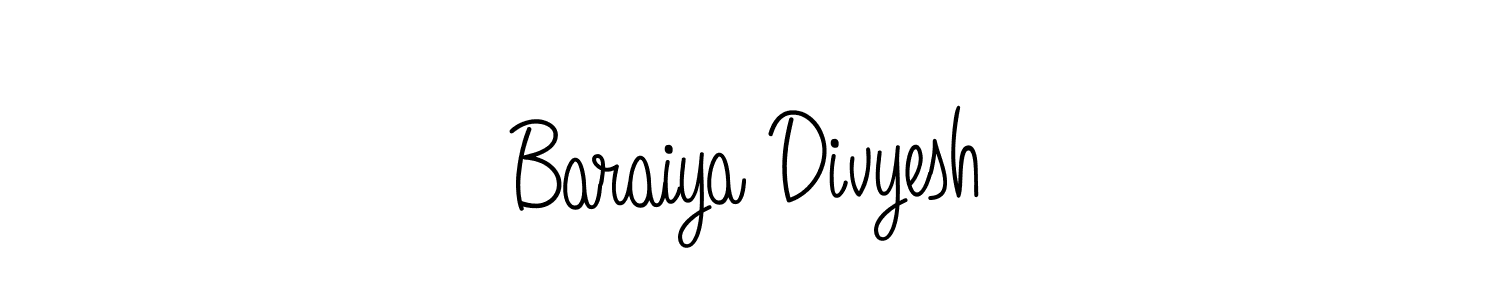 Baraiya Divyesh stylish signature style. Best Handwritten Sign (Angelique-Rose-font-FFP) for my name. Handwritten Signature Collection Ideas for my name Baraiya Divyesh. Baraiya Divyesh signature style 5 images and pictures png