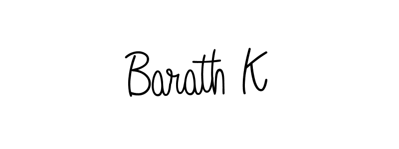 Use a signature maker to create a handwritten signature online. With this signature software, you can design (Angelique-Rose-font-FFP) your own signature for name Barath K. Barath K signature style 5 images and pictures png