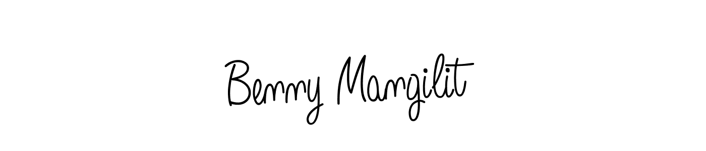 You should practise on your own different ways (Angelique-Rose-font-FFP) to write your name (Benny Mangilit) in signature. don't let someone else do it for you. Benny Mangilit signature style 5 images and pictures png