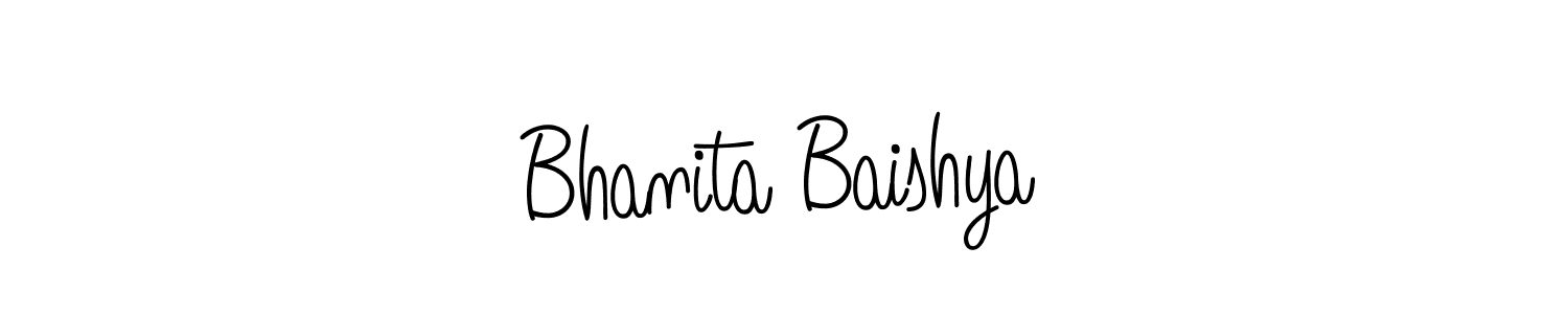 You should practise on your own different ways (Angelique-Rose-font-FFP) to write your name (Bhanita Baishya) in signature. don't let someone else do it for you. Bhanita Baishya signature style 5 images and pictures png