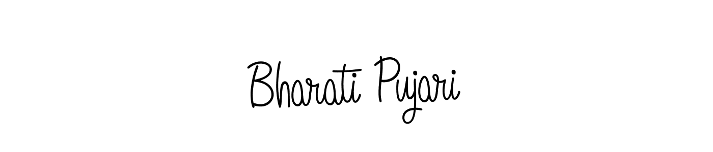 You should practise on your own different ways (Angelique-Rose-font-FFP) to write your name (Bharati Pujari) in signature. don't let someone else do it for you. Bharati Pujari signature style 5 images and pictures png