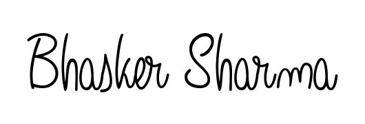 Create a personalized artistic stamp with Bhasker Sharma in Angelique-Rose-font-FFP font. Perfect for visual artists, designers, and influencers. Bhasker Sharma signature style 5 images and pictures png