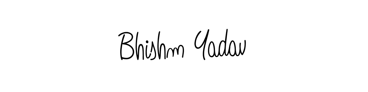 The best way (Angelique-Rose-font-FFP) to make a short signature is to pick only two or three words in your name. The name Bhishm Yadav include a total of six letters. For converting this name. Bhishm Yadav signature style 5 images and pictures png