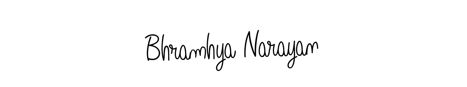 You should practise on your own different ways (Angelique-Rose-font-FFP) to write your name (Bhramhya Narayan) in signature. don't let someone else do it for you. Bhramhya Narayan signature style 5 images and pictures png