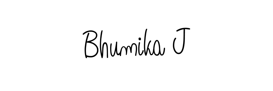 Design your own signature with our free online signature maker. With this signature software, you can create a handwritten (Angelique-Rose-font-FFP) signature for name Bhumika J. Bhumika J signature style 5 images and pictures png