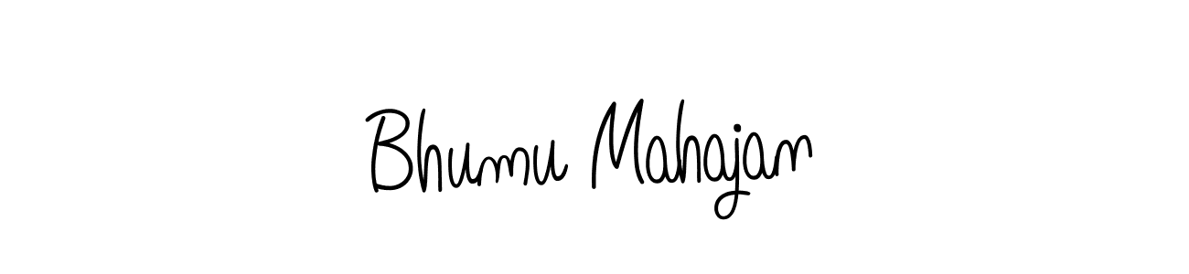 Create a beautiful signature design for name Bhumu Mahajan. With this signature (Angelique-Rose-font-FFP) fonts, you can make a handwritten signature for free. Bhumu Mahajan signature style 5 images and pictures png