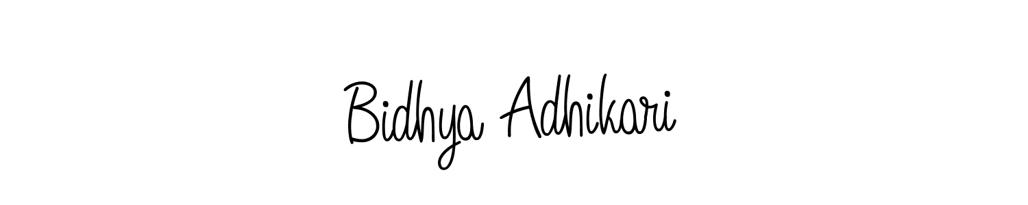 Use a signature maker to create a handwritten signature online. With this signature software, you can design (Angelique-Rose-font-FFP) your own signature for name Bidhya Adhikari. Bidhya Adhikari signature style 5 images and pictures png