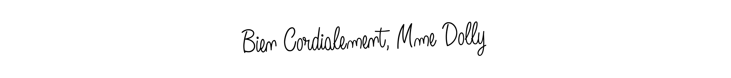 Bien Cordialement, Mme Dolly stylish signature style. Best Handwritten Sign (Angelique-Rose-font-FFP) for my name. Handwritten Signature Collection Ideas for my name Bien Cordialement, Mme Dolly. Bien Cordialement, Mme Dolly signature style 5 images and pictures png