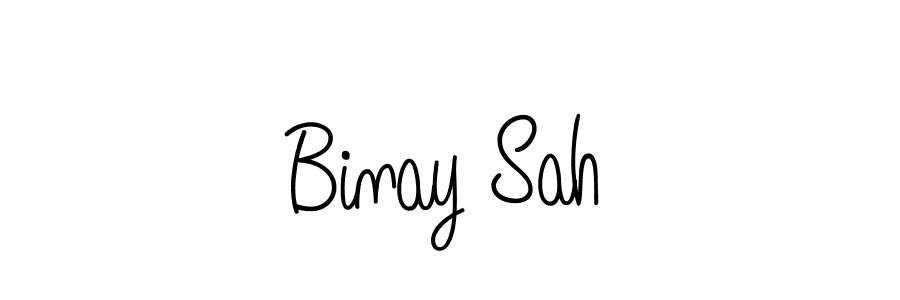 Use a signature maker to create a handwritten signature online. With this signature software, you can design (Angelique-Rose-font-FFP) your own signature for name Binay Sah. Binay Sah signature style 5 images and pictures png