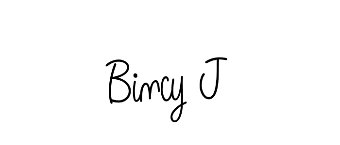 Use a signature maker to create a handwritten signature online. With this signature software, you can design (Angelique-Rose-font-FFP) your own signature for name Bincy J. Bincy J signature style 5 images and pictures png