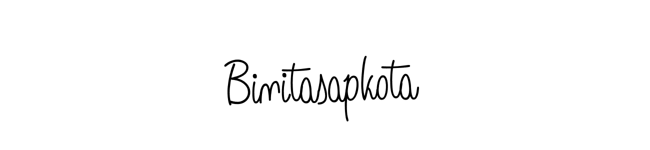 Use a signature maker to create a handwritten signature online. With this signature software, you can design (Angelique-Rose-font-FFP) your own signature for name Binitasapkota. Binitasapkota signature style 5 images and pictures png