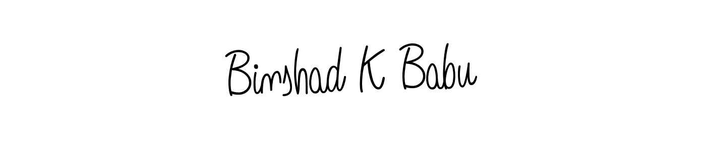 How to make Binshad K Babu name signature. Use Angelique-Rose-font-FFP style for creating short signs online. This is the latest handwritten sign. Binshad K Babu signature style 5 images and pictures png