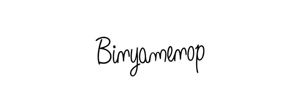 Make a beautiful signature design for name Binyamenop. With this signature (Angelique-Rose-font-FFP) style, you can create a handwritten signature for free. Binyamenop signature style 5 images and pictures png