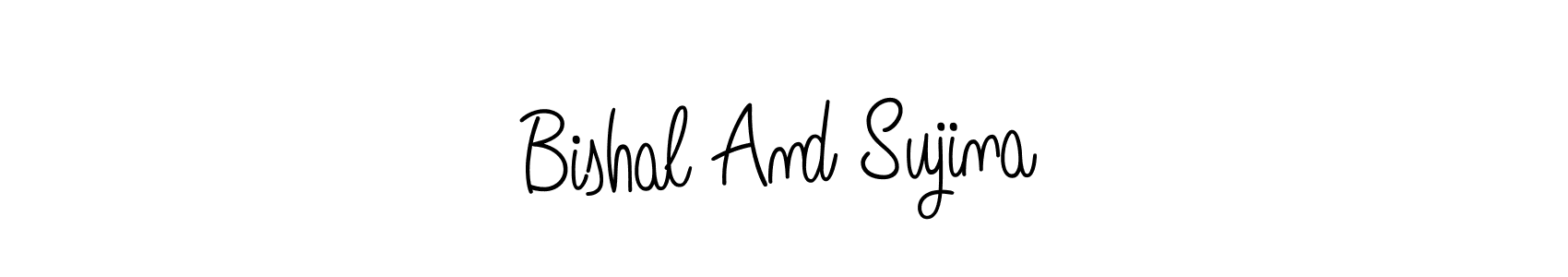 This is the best signature style for the Bishal And Sujina name. Also you like these signature font (Angelique-Rose-font-FFP). Mix name signature. Bishal And Sujina signature style 5 images and pictures png