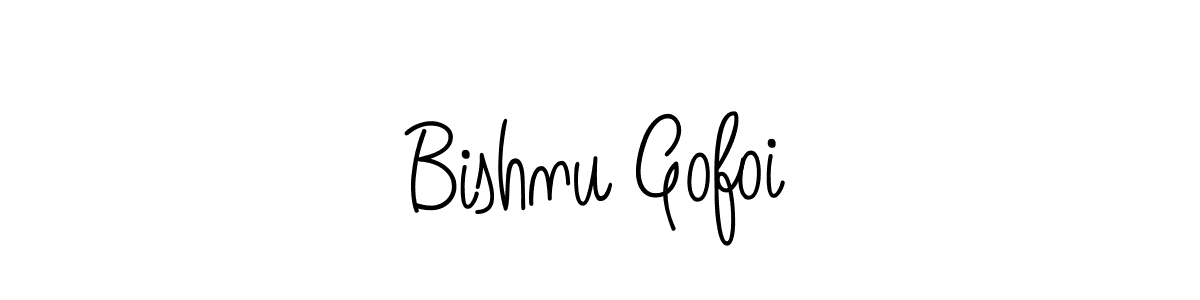 You should practise on your own different ways (Angelique-Rose-font-FFP) to write your name (Bishnu Gofoi) in signature. don't let someone else do it for you. Bishnu Gofoi signature style 5 images and pictures png
