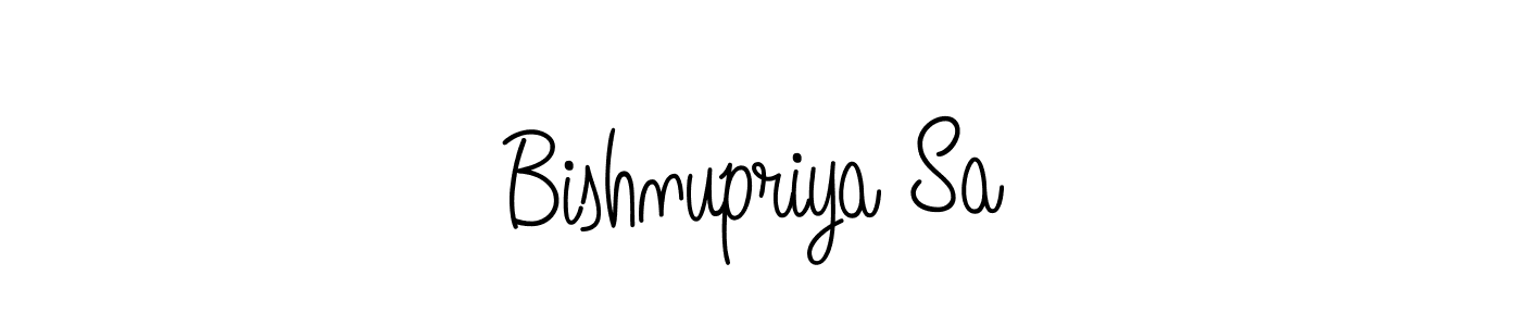 The best way (Angelique-Rose-font-FFP) to make a short signature is to pick only two or three words in your name. The name Bishnupriya Sa include a total of six letters. For converting this name. Bishnupriya Sa signature style 5 images and pictures png