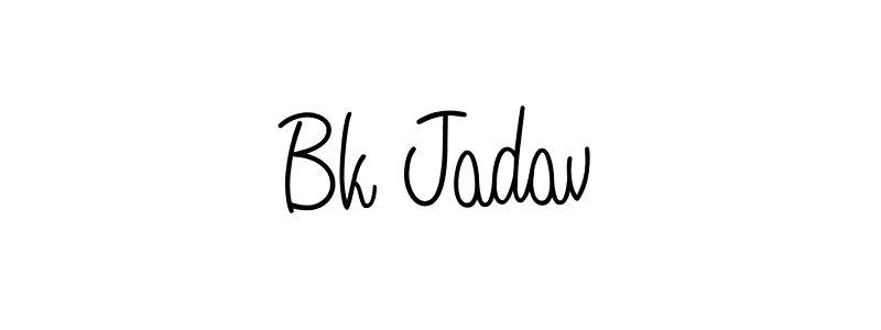 How to make Bk Jadav name signature. Use Angelique-Rose-font-FFP style for creating short signs online. This is the latest handwritten sign. Bk Jadav signature style 5 images and pictures png