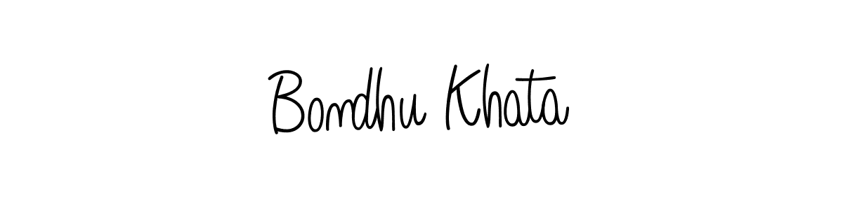 Bondhu Khata stylish signature style. Best Handwritten Sign (Angelique-Rose-font-FFP) for my name. Handwritten Signature Collection Ideas for my name Bondhu Khata. Bondhu Khata signature style 5 images and pictures png