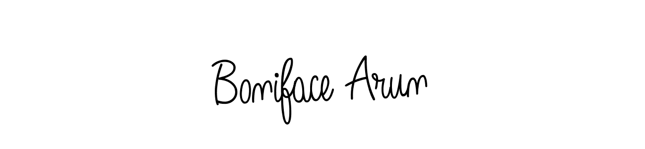 You should practise on your own different ways (Angelique-Rose-font-FFP) to write your name (Boniface Arun) in signature. don't let someone else do it for you. Boniface Arun signature style 5 images and pictures png