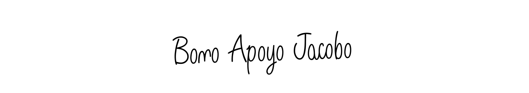 How to make Bono Apoyo Jacobo name signature. Use Angelique-Rose-font-FFP style for creating short signs online. This is the latest handwritten sign. Bono Apoyo Jacobo signature style 5 images and pictures png