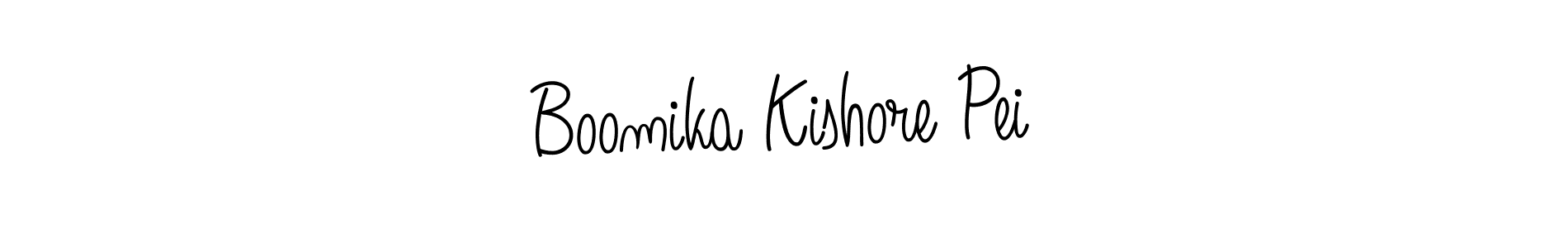 Make a beautiful signature design for name Boomika Kishore Pei. With this signature (Angelique-Rose-font-FFP) style, you can create a handwritten signature for free. Boomika Kishore Pei signature style 5 images and pictures png